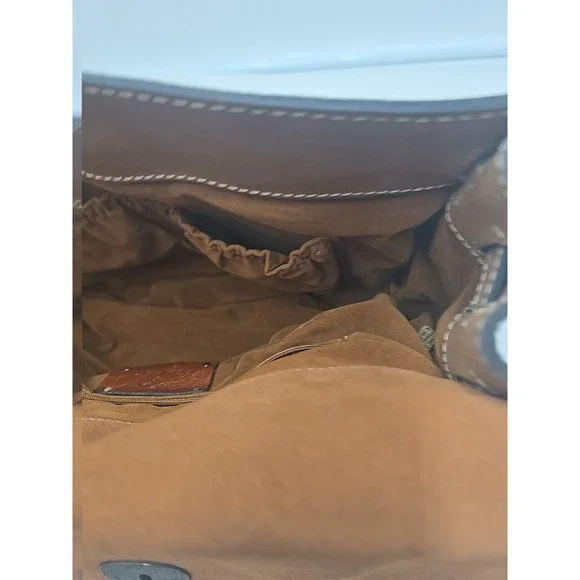 Patricia Nash Vienna Suede Satchel‎ Italian Leather Heritage Biscuit Hand Bag - Picture 11 of 15